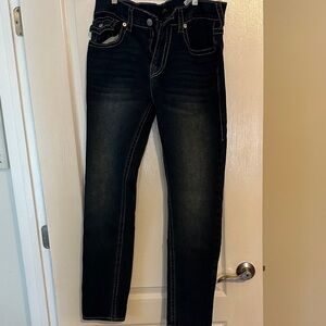 True Religion Men's Dark Wash Jeans Rocco Relaxed Skinny Fit